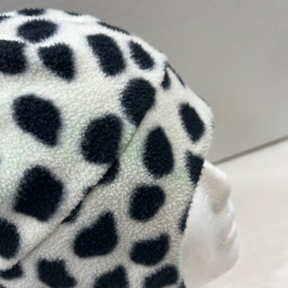 Lands' End White w/Black Spots Dalmatian Fleece Winter Hat w/Ties Pink Bow Med - Picture 6 of 16